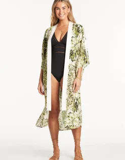 Sea Level Troppica Kimono - White New