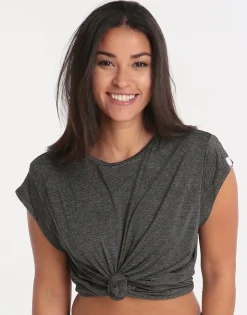 Seafolly Twist Front Crop Tee - Grey Marle Clearance