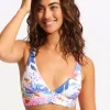 Seafolly Under the Sea Longline Tri Bikini Top - White New