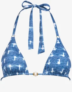 Watercult Urban Indigo Triangle Bikini Top - Denim White New