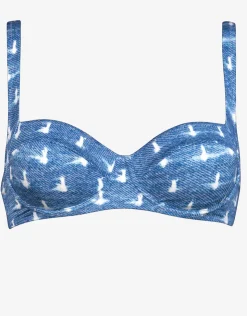 Watercult Urban Indigo Underwired Bikini Top - Denim White Fashion