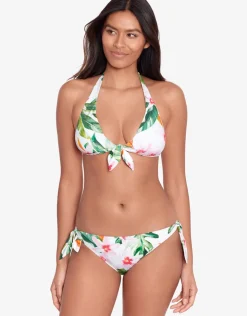 Lauren Ralph Lauren Watercolour Tropical Tie Side Hipster Bikini Pant - White Multi Discount