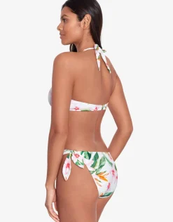 Lauren Ralph Lauren Watercolour Tropical Tie Front Halter Bikini Top - White Multi Outlet