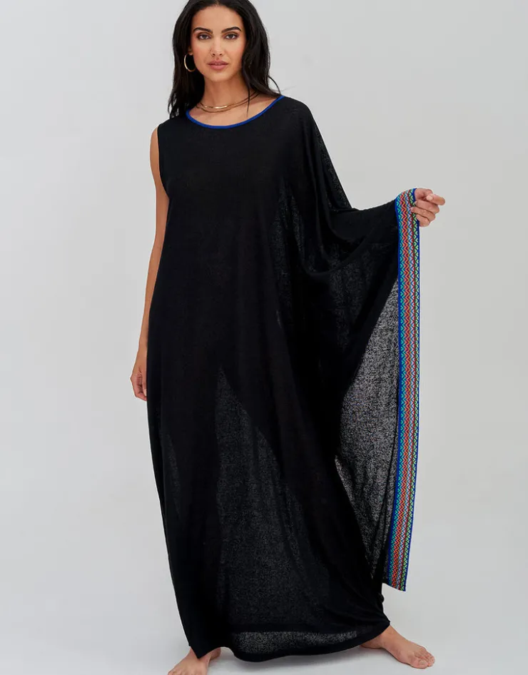 Pitusa Waterfall Sleeve Dress - Black Hot