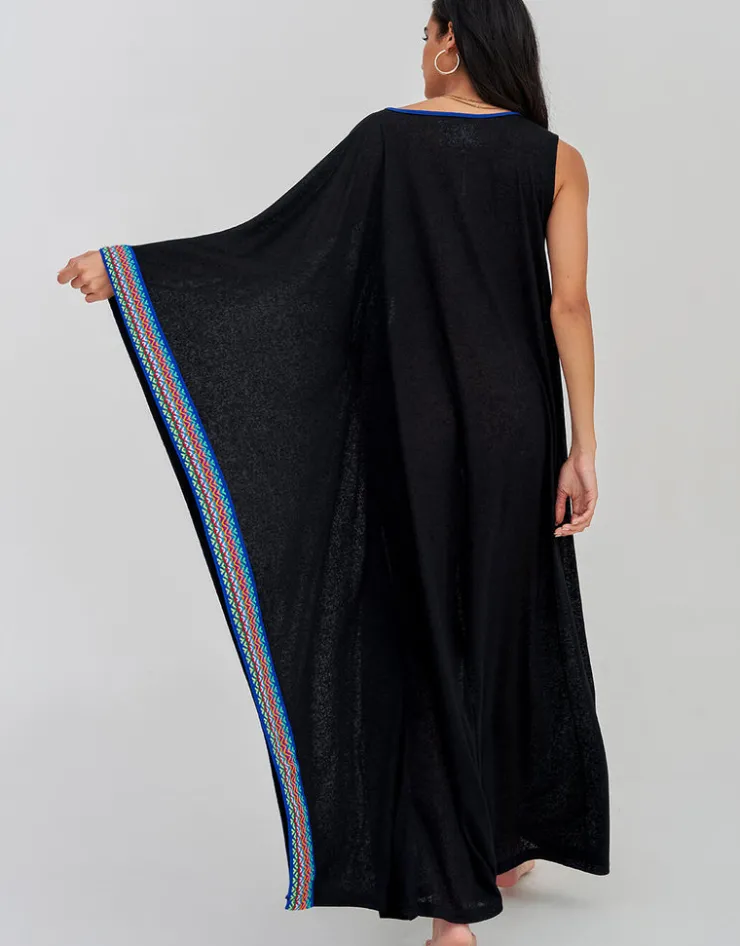 Pitusa Waterfall Sleeve Dress - Black Hot