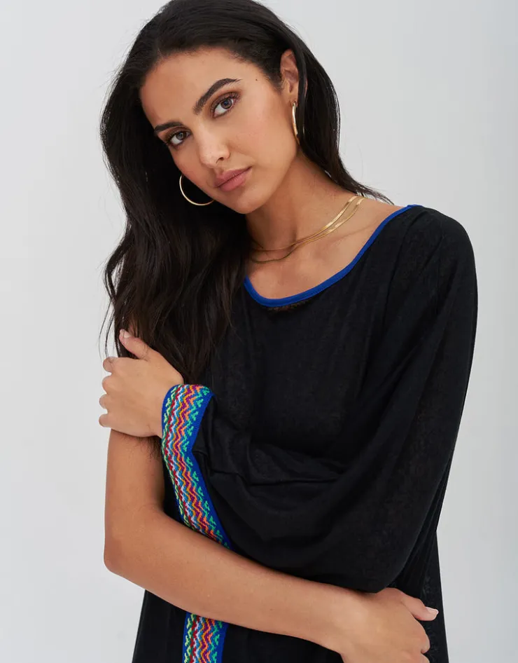 Pitusa Waterfall Sleeve Dress - Black Hot