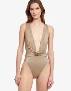 Gottex White Sands Plunge Swimsuit - Gold Best