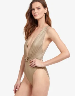 Gottex White Sands Plunge Swimsuit - Gold Best