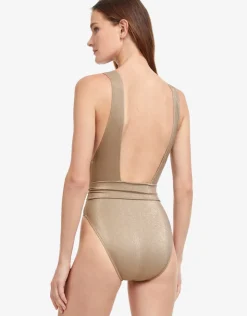 Gottex White Sands Plunge Swimsuit - Gold Best