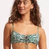 Seafolly Wild at Heart Drawstring Bralette Bikini Top - Evergreen Sale