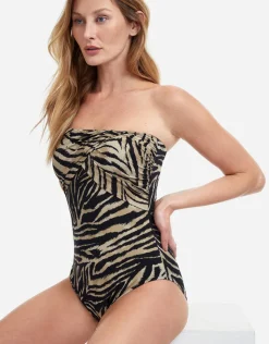 Gottex Wild Life Bandeau Swimsuit - Brown Clearance