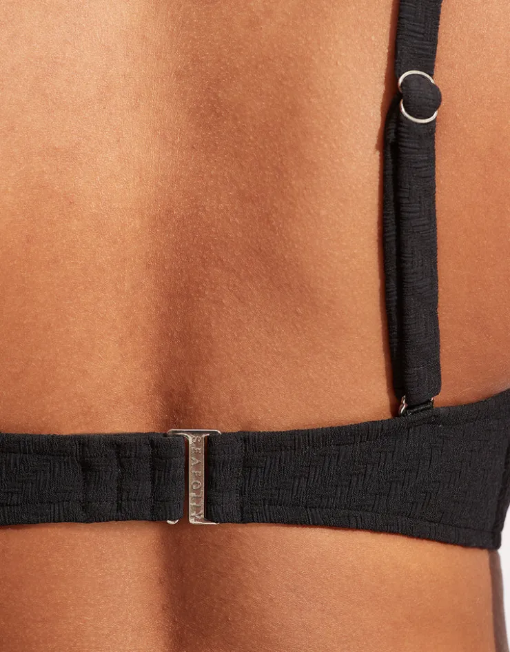 Seafolly Willow DD Fixed Tri Bikini Top - Black Fashion