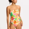 Seafolly Wonderland DD Drawstring Bandeau Swimsuit - Fuchsia Rose Best