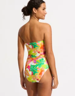 Seafolly Wonderland DD Drawstring Bandeau Swimsuit - Fuchsia Rose Best