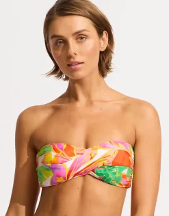 Seafolly Wonderland Twist Bandeau Bikini Top - Fuchsia Rose Discount