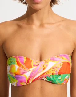 Seafolly Wonderland Twist Bandeau Bikini Top - Fuchsia Rose Discount