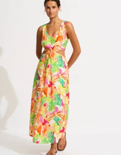 Seafolly Wonderland Twist Front Maxi Dress - Fuchsia Rose Clearance