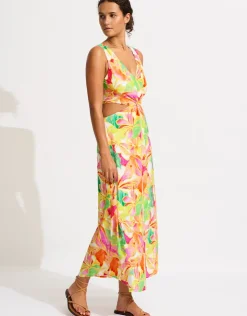 Seafolly Wonderland Twist Front Maxi Dress - Fuchsia Rose Clearance