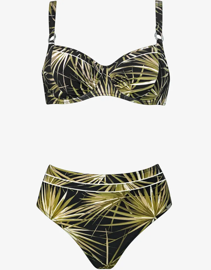 Charmline Yucca Flash Underwired Bikini Set - Black Khaki Outlet