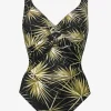 Charmline Yucca Flash Underwired Swimsuit - Black Khaki New