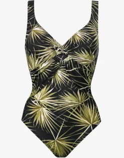 Charmline Yucca Flash Underwired Swimsuit - Black Khaki New
