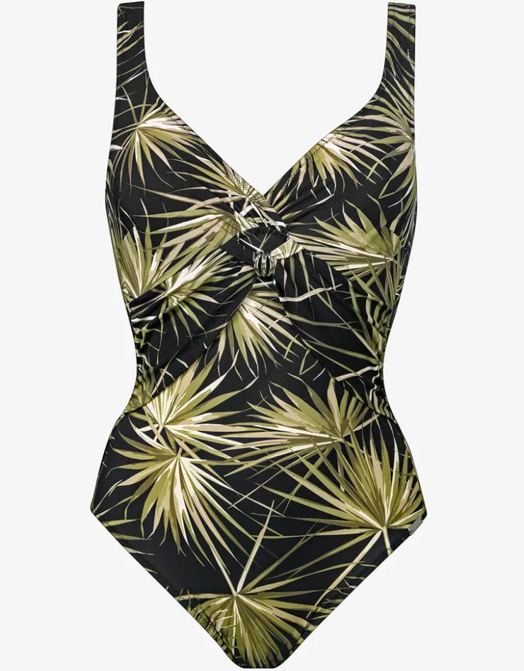 Charmline Yucca Flash Underwired Swimsuit - Black Khaki New