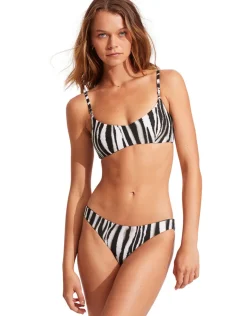 Seafolly Zahara Bralette Bikini Top - Black and White Sale