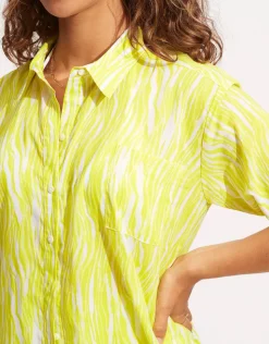 Seafolly Zahara Resort Shirt - Celery Sale